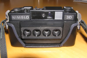 The Nimslo Quad Lens Lenticular Camera for taking 3D pictures.  Uses standard 35mm film.